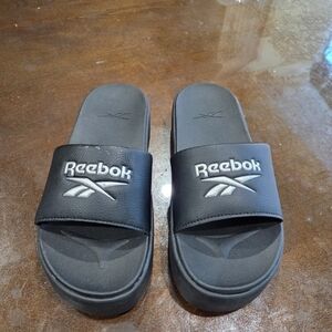 Reebok Black Slide Sandals with White Logo No Box
